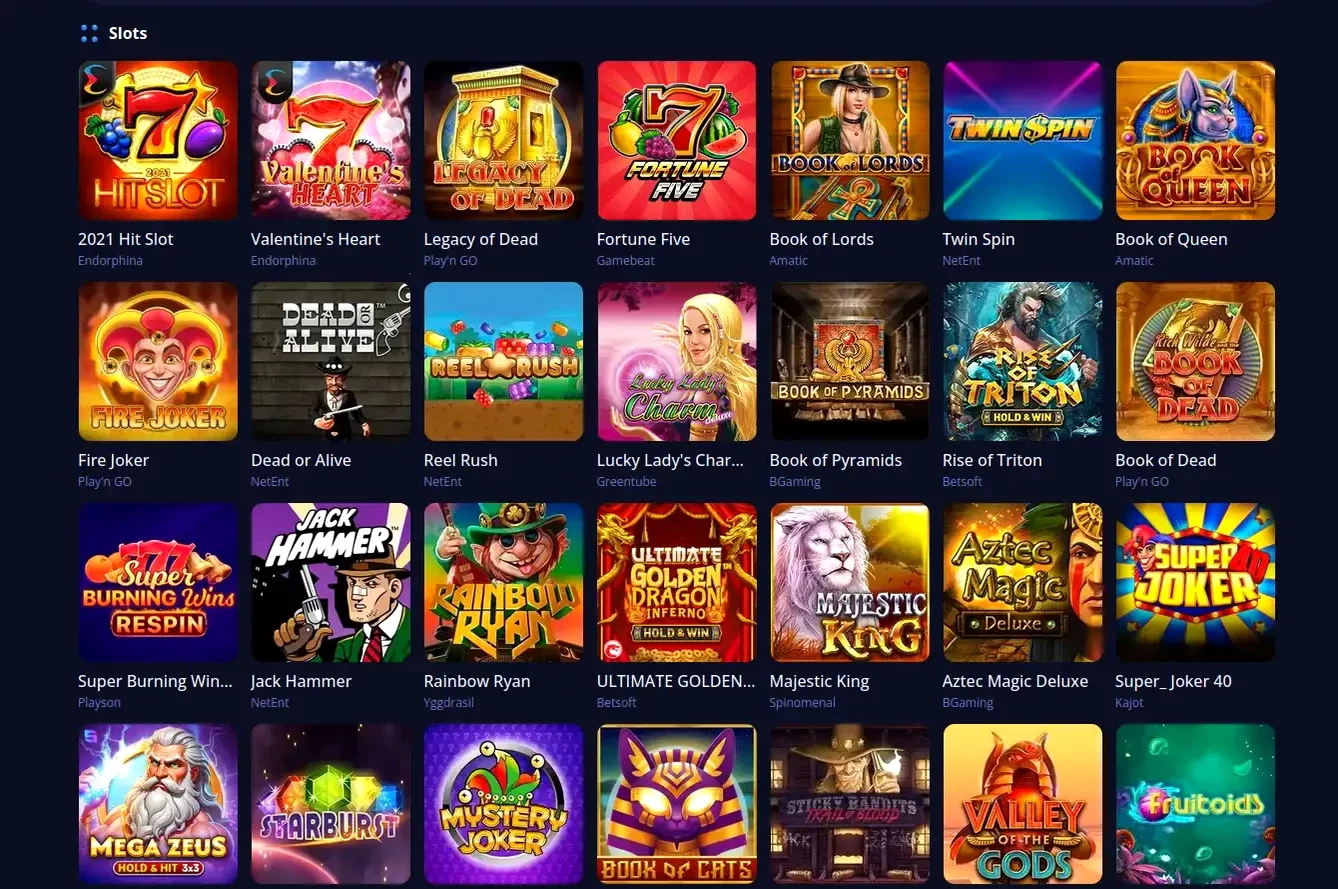 Игровой интерфейс казино Олимп